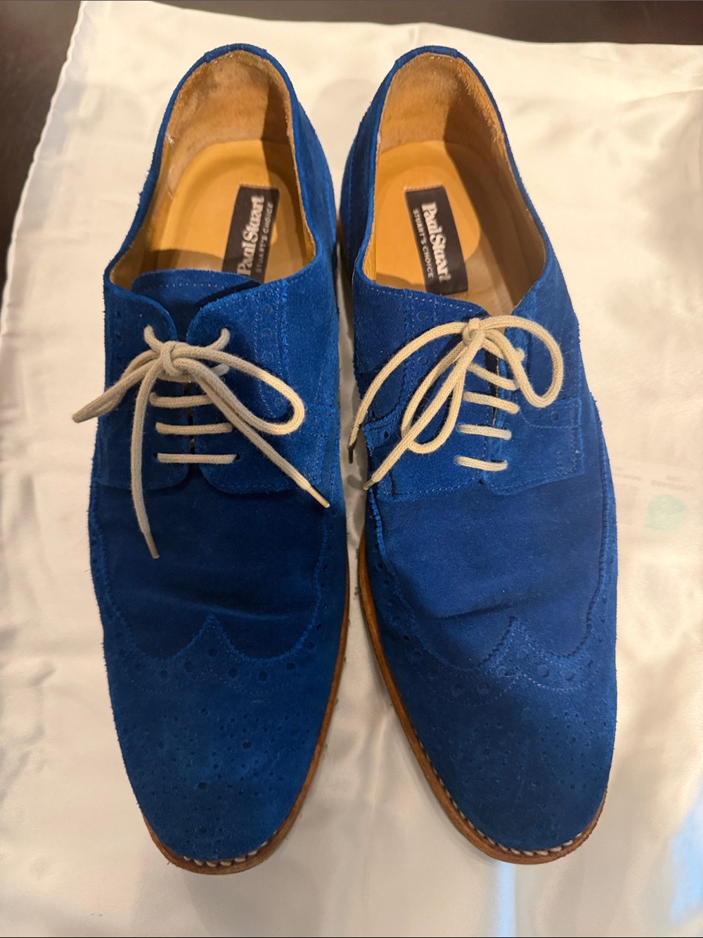Paul Stuart Men’s Bright Blue Suede Wingtip Derbys